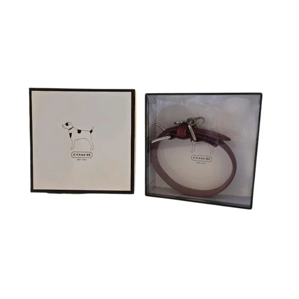 Coach Red Smooth Leather Limited Edition Dog Pet Collar With Heart Charm 7692 XS